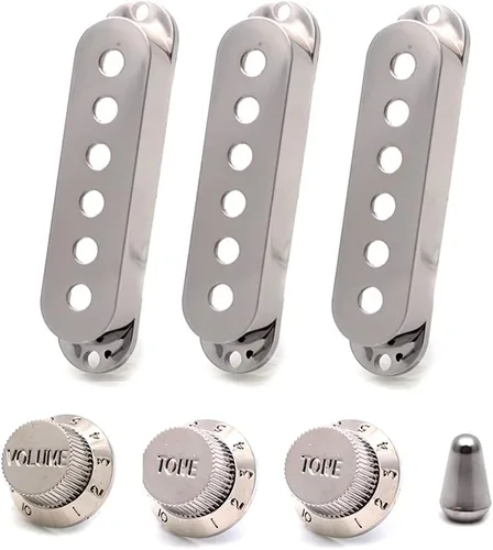 ROZILO ST Strat - Juego de interruptores de bobina individual de 6 agujeros, 2 tonos y 1 volumen para guitarra eléctrica, cromadas Cromado