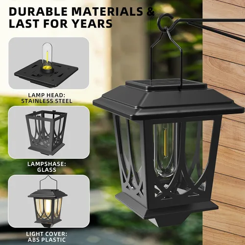 Miniatura 6 de Linternas Solares para Exteriores Impermeables Paquete de 2, Luces LED Solares Colgantes de Vidrio con Encendido/Apagado Automático, Linterna