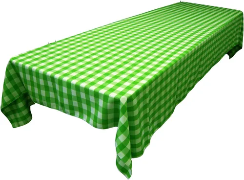 Miniatura 20 de LA Linen Mantel rectangular de poliéster Gingham a cuadros 60 por 84 pulgadas, blanco y verde oscuro