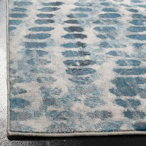 Miniatura 3 de SAFAVIEH Aria Collection - Alfombra de pasillo de 2 x 8 pies, color crema y verde azulado, diseño abstracto bohemio moderno, no desprende pelusa