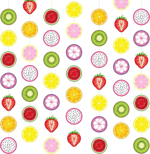 Duraaamo Paquete de 8 pancartas para fiesta de frutas, guirnalda de papel de Twotti Frutti bailando Frutti, recortes colgantes de papel para verano,