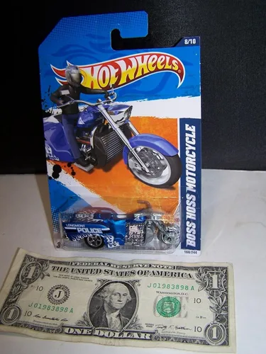 Hot Wheels - Motocicleta azul #8 - Boss Hoss #166 Police - HW Main Street - 2011, #G14E6GE4R-GE 4-TEW6W201689