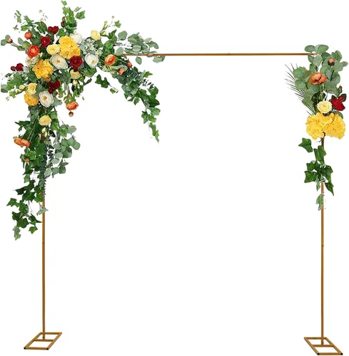 Miniatura 3 de Soporte de telón de fondo de 10x10 pies de alta resistencia con base, kit de tubos de soporte de telón de fondo de oro para boda, soporte de arco