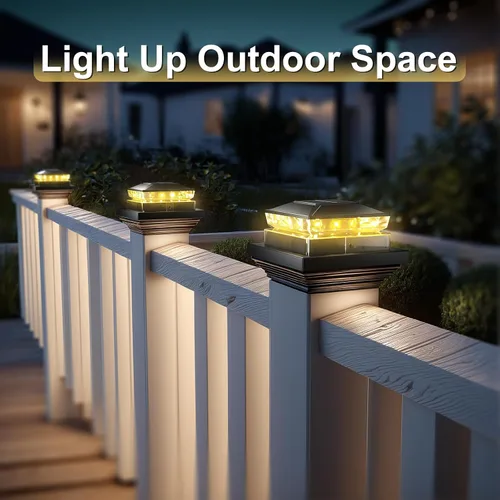 Miniatura 8 de Luces Solares para Tapas de Postes Paquete de 6, Luces Solares Impermeables para Postes de Valla, 4x4 IP65 Luz Negra para Exteriores para Terraza