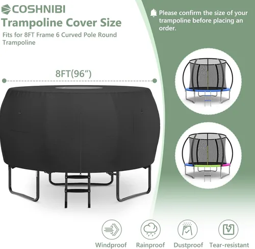 Miniatura 2 de COSHNIBI Cubierta redonda para cama elástica al aire libre, tienda de campaña de 8 pies, adecuada para cama elástica redonda de 6 postes curvos