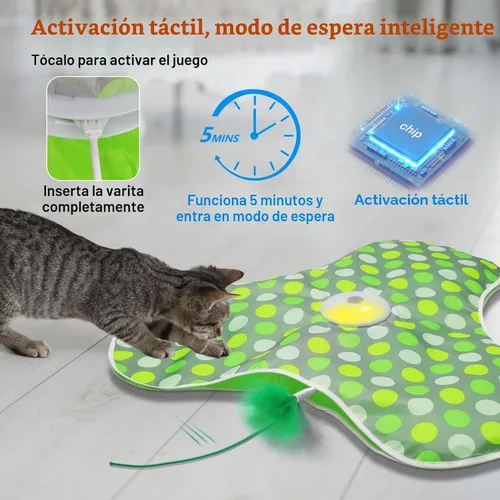 Miniatura 4 de umosis Juguetes interactivos para gatos recargables, moviendo plumas ocultas, chirriante de ratón real, juguete activado por tacto, juguetes