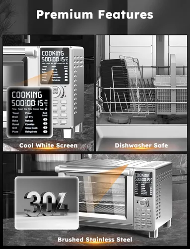 Miniatura 9 de Nuwave Bravo XL Pro - Horno tostador con freidora de aire con combo de parrilla, nuevo sistema de convección ultrarrápido 2025, 35% más crujiente, 2