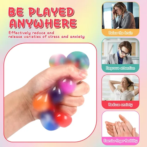 Miniatura 6 de BESNEL 160 Pack de bolas de estrés para adultos, bolas esponjosas a granel, juego de bolas de estrés, bolas anti-ansiedad y de juguete