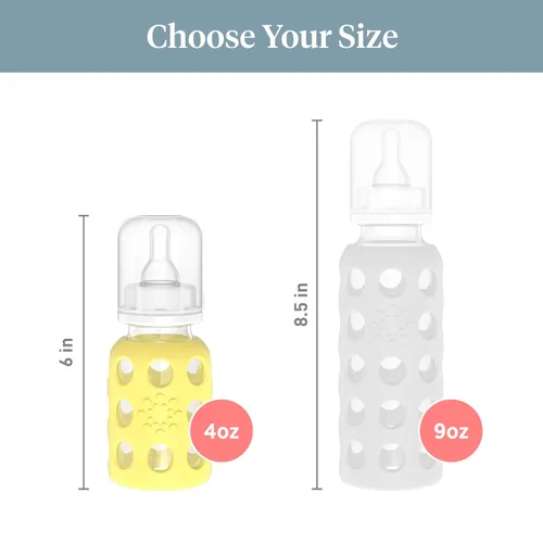 Miniatura 7 de Lifefactory Biberón de vidrio con pezón etapa 1 y funda protectora de silicona banana 4 onzas