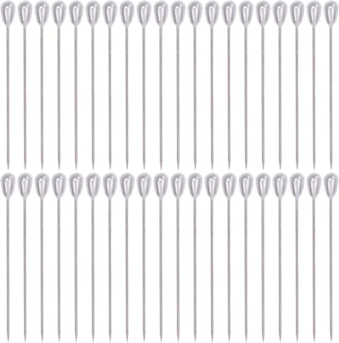 Shapenty Alfileres de cabeza de perla, ramillete de lágrima, alfileres rectos para tela de costura, proyectos de acolchado, joyería, boda,