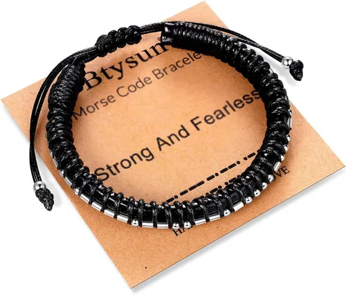 Miniatura 66 de Regalos inspiradores para hombres, pulseras con código morse, pulseras para hombre, regalos de graduación para él, Día del Padre, pulsera de cuero