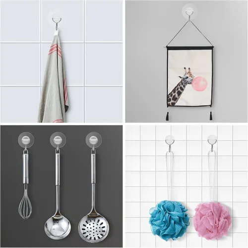 Miniatura 3 de 12 ganchos de plástico transparente para colgar, ganchos adhesivos de pared resistentes Ganchos pegajosos fuertes de forma redonda
