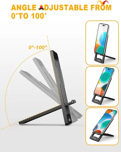 Miniatura 3 de Aoviho Soporte de teléfono para escritorio, soporte de teléfono de aluminio plegable ultrafino, soporte portátil de viaje y oficina para teléfono