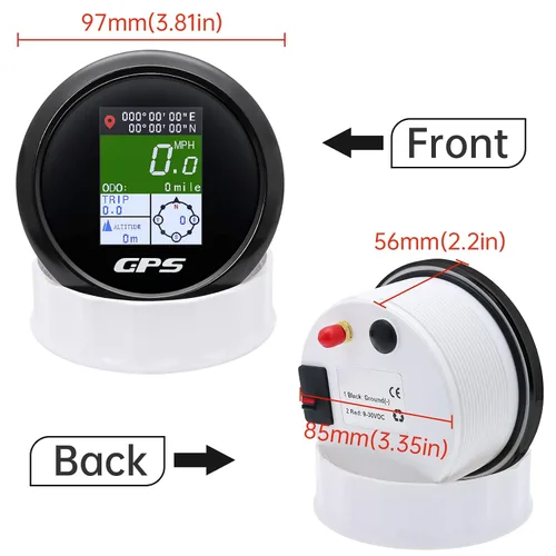 Miniatura 5 de Velómetro GPS MAIMEIMI 85mm 3-3/8" Digital para Barco, Velómetro GPS, Velómetro Impermeable, MPH, Nudos y Km/h Ajustable para Auto, Marino, Camión