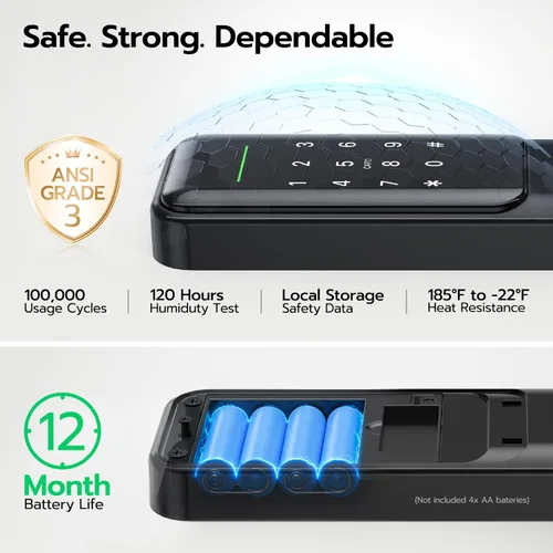 Miniatura 5 de Cerradura de puerta inteligente de huellas dactilares con asa: cerradura de teclado de entrada sin llave para puerta delantera, cerradura digital