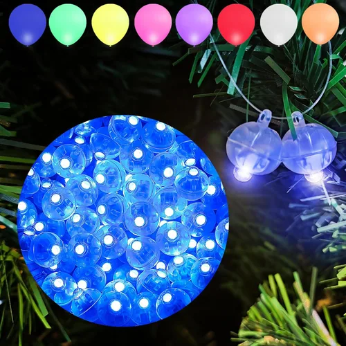 Miniatura 35 de Aogist 100 luces de globo Mutilcolor, luz de bola pequeña impermeable de largo tiempo de espera, lámpara LED redonda para linterna de papel, fiesta