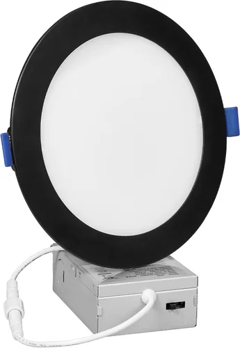 Miniatura 2 de Maxxima Foco LED empotrable ultrafino de 6 pulgadas con caja de conexiones, borde negro, 5 CCT seleccionables a