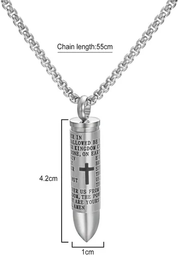 Miniatura 6 de Cross Necklace for Ashes Stainless Steel Cremation Jewelry Urn Engraved Bible Pendant Necklaces Memorial Gifts