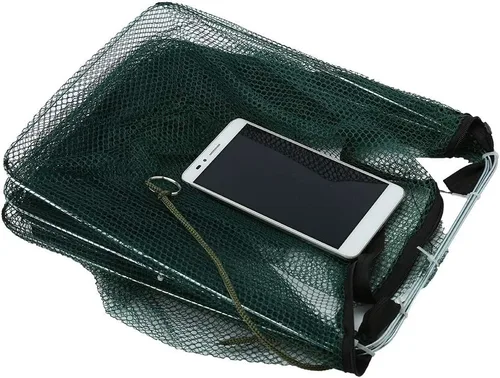 Miniatura 5 de Trampa de red de pesca plegable automática para cangrejos, minnow, Crawdad, langosta, camarones, material de nailon altamente duradero (6 agujeros)