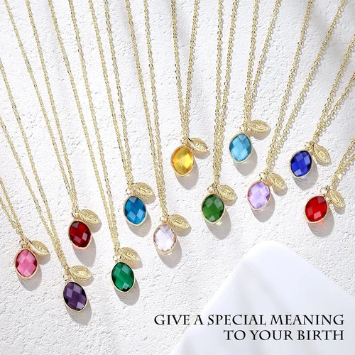 Miniatura 6 de Me&Hz Initial Birthstone Necklace for Women 14K Gold Filled Small Initial Necklace Crystal Birthstone Pendant Necklace for Girls Teens Mom Dainty