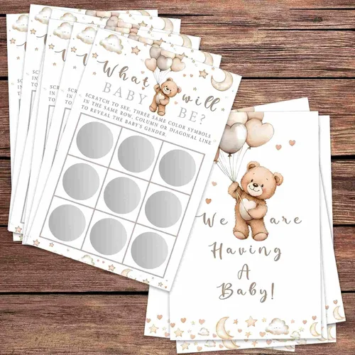 Miniatura 8 de It's a Girl Bear - Tarjetas de anuncio de género para niños o niñas, para baby shower, juego de 25