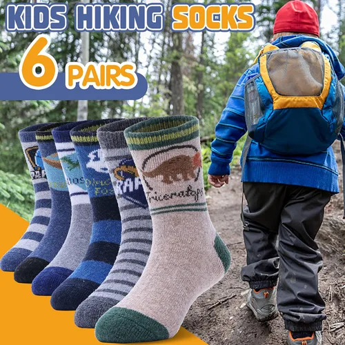 Miniatura 14 de ANTSANG Calcetines de Lana, Calcetines Térmicos Cálidos y Gruesos Tipo Crew Boot para Niños Pequeños, Niños y Niñas, 6 Pares
