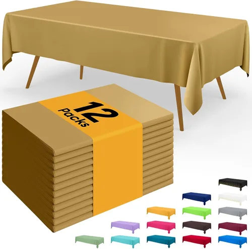 Miniatura 88 de Smiry - Juego de 6 manteles desechables, 54 x 78 pulgadas, manteles impermeables rectangulares para fiestas, cubierta de mesa de plástico