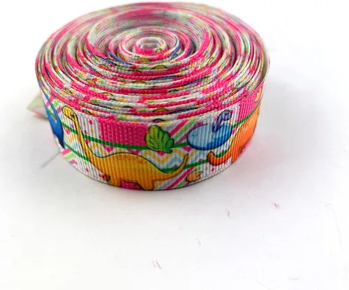 Miniatura 3 de Heyiwell Cinta de grogrén con estampado de dinosaurio multicolor de 10 yardas para regalos, lazos para el cabello, manualidades de bricolaje