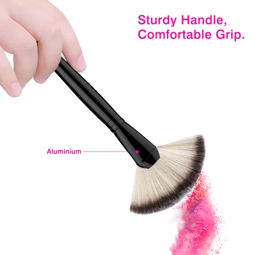 Miniatura 4 de Luxspire Brocha de maquillaje con abanico, brocha de maquillaje profesional para resaltar rubor, bronceador, brocha para pómulos, cepillo