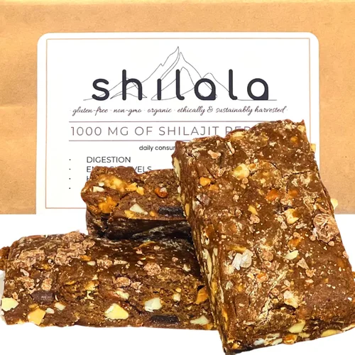 Shilala Organic Superfood Energy Bar con 1000 mg de Shilajit | Sin gluten, sin azúcar, alto ácido fúlvico | Suplemento energético natural, aperitivo