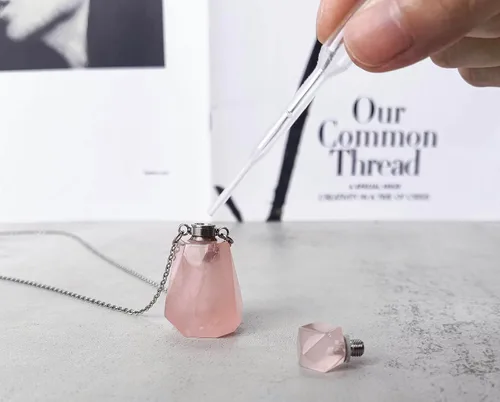 Miniatura 57 de Perfume Bottle Necklace Heart Shape, Amethyst Necklace Healing Crystal for Women, Essential Oil Diffuser Bottle Necklace Jewelry for Liquid