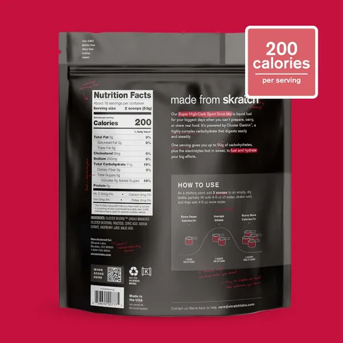Miniatura 2 de Skratch Labs Polvo de hidratación súper alto en carbohidratos Polvo de carbohidratos con dextrina en racimo y electrolitos Bebida energética
