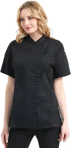 Miniatura 2 de TopTie Chaqueta de chef de manga corta para mujer