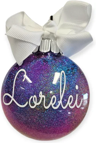 Miniatura 24 de Adorno de Navidad personalizado relleno de purpurina hecho a medida, regalo ideal para fiesta de intercambio de regalos de oficina (Aqua)