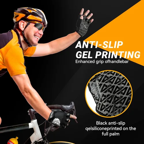 Miniatura 4 de Guantes deportivos de ciclismo para bicicleta Guantes de bicicleta de medio dedo para hombres y mujeres con almohadilla de gel de 0.197 in - Guantes