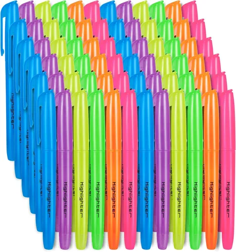 BESARME Paquete de 60 resaltadores a granel, colores surtidos, 6 colores, marcadores fluorescentes para hogar, escuela, oficina