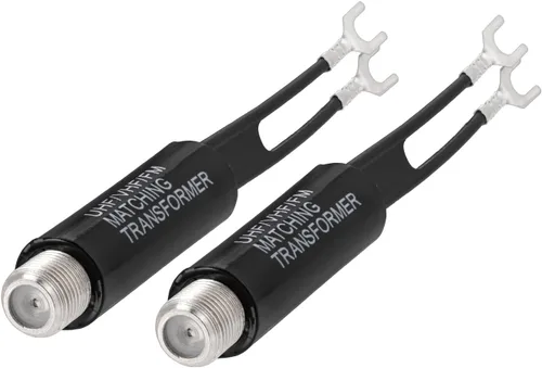 Bingfu 75 ohmios Tipo F a 300 ohmios de doble plomo UHF/VHF/FM Balun Antena de transformador a juego Convertidor Adaptador Coaxial Conector 2 Pack