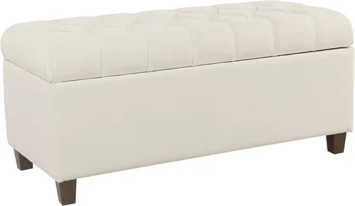 Miniatura 38 de HomePop Decoración del hogar Banco de almacenamiento con botones Banco otomano con almacenamiento para sala de estar y dormitorio, cuero Piel