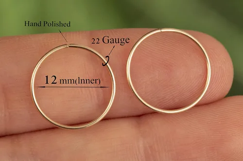 Miniatura 58 de Aretes de aro de oro de plata – Aretes de aro para mujer, dos piezas de aros de plata fina rellenos de oro, aro de hélice, anillo de tragus, aro
