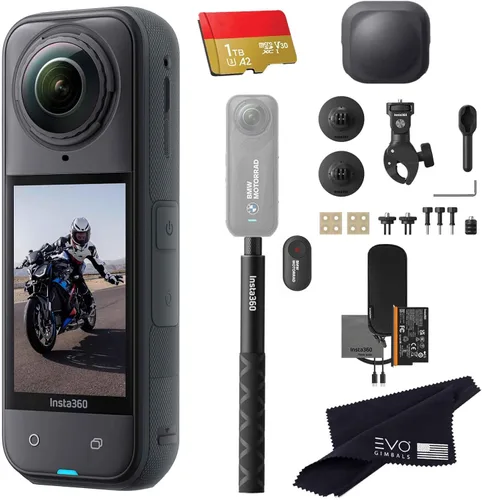 Miniatura 10 de Insta360 X5 Paquete para Motocicleta - Cámara de acción impermeable 360 de 8K con sensores de 48 MP de 1/1.28", video HDR 360 de 8K, 72MP, lente