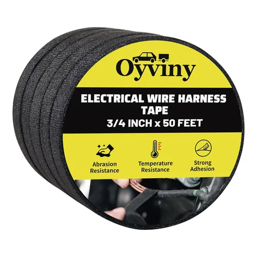 Miniatura 9 de Oyviny 5 rollos de cinta eléctrica de tela de 3/4 pulgadas x 50 pies de cinta de arnés de cableado para amortiguación de ruido, motor automotriz