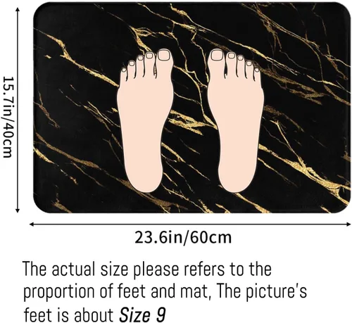 Miniatura 2 de Alfombras de baño negras y doradas para decoración de baño, alfombra de baño de mármol absorbente, alfombra antideslizante para piso, alfombras
