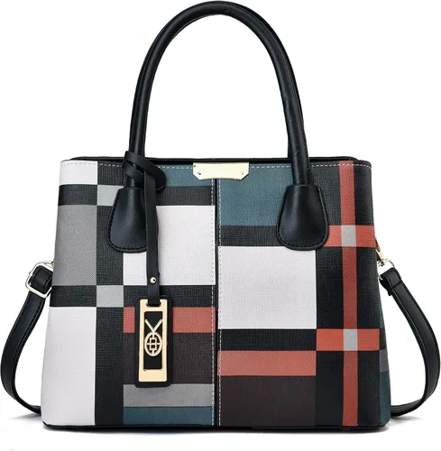 Miniatura 14 de CHICAROUSAL Monederos y bolsos de mano para mujer, bolsos cruzados de cuero, bolso de hombro para mujer A Grey Black