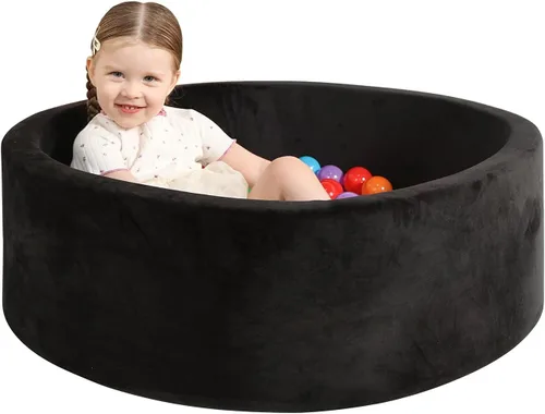 Miniatura 12 de TRENDBOX Piscina de pelotas de espuma para niños pequeños, 35x11 pulgadas, piscina de bolas suave para bebés con cubierta de terciopelo lavable