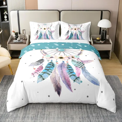 Miniatura 27 de Juego de ropa de cama 100% de algodón natural con hojas de palmera, funda de edredón Monstera con hojas tropicales, rama de hojas tropicales, funda