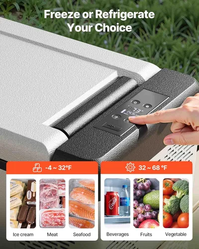 Miniatura 3 de VEVOR Refrigerador de automóvil de 12 V de 10 cuartos de galón, mini congelador portátil con control de aplicación, -4 ℉ a 68 ℉, 12/24 V CC