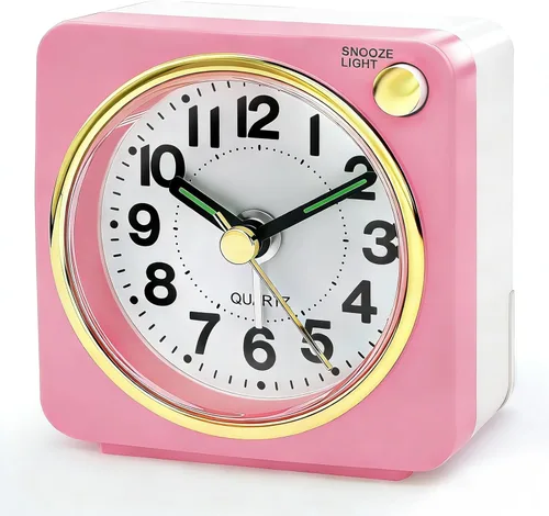 Miniatura 13 de Lamisola Mini reloj despertador de viaje, reloj despertador analógico de batería pequeña, relojes de mesita de noche para dormitorios, decoración