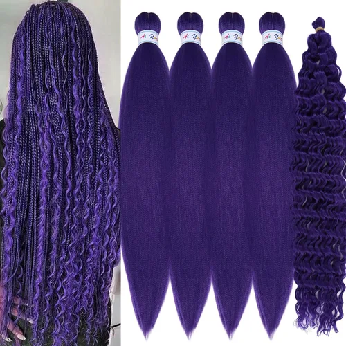 Miniatura 8 de Cabello para trenzar rizado ondulado negro 1B preestirado de onda oceánica profunda de ganchillo bohemio para trenzar de 16 pulgadas, 2 paquetes