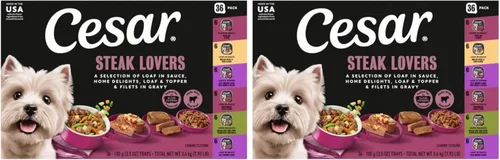 Miniatura 24 de Cesar Classic Loaf in Sauce - Alimento húmedo para perros adultos, para amantes de las aves de corral, paquete variado con pollo real, pavo o pato
