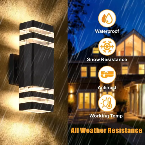 Miniatura 3 de DASTOR Lámpara de Pared Moderna para Exteriores, Luminaria Negra para Exteriores Montaje en Pared, Cuerpo de Aluminio Luces Exteriores para Casa